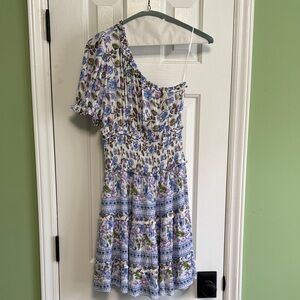 Playa Lucila Floral One-Shoulder Mini Dress Size Small